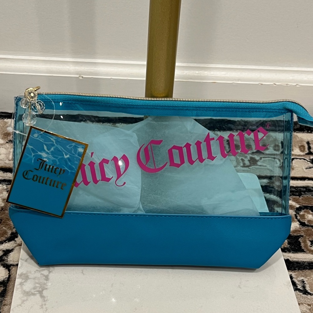 NWT Juicy Couture Blue and Pink Cosmetic Bag
